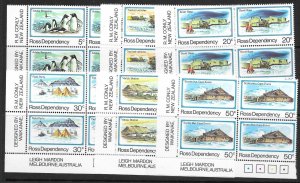 ROSS DEPENDENCY SG15/20 1983 DEFINITIVES CNR BLKS OF 4 MNH (r)