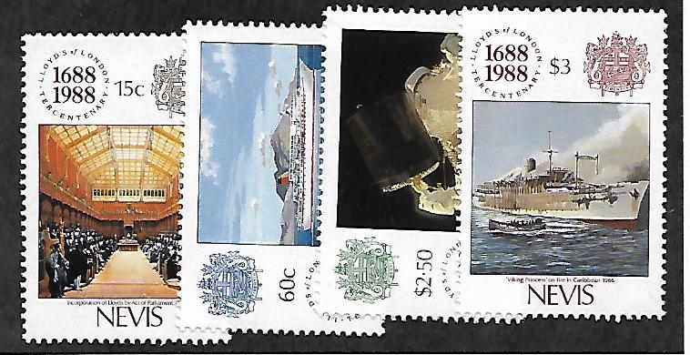 NEVIS 571-574 MNH LLOYDS OF LONDON SET