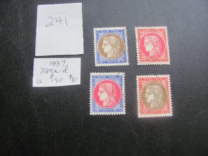 FRANCE 1937 USED SC 329a-d SET XF $190 (241) NEW COLLECTION.
