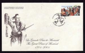 Canada-Sc#1915-stamp on FDC-Great Peace of Montreal-2001-