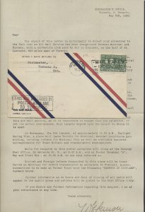 1928 AAMC #2823a May 6 Montreal to Toronto Flight CPO Letter Re New Service