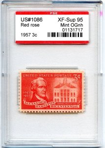 US SCOTT #1086 MINT-XF-SUP-OG-NH GRADED 95 PSE ENCAPSULATED SMQ $35 (7/30/24 GP)