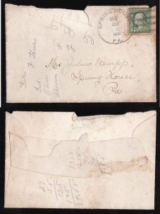 US cover: #9193-1c Washington-Dec 29 1921 Springhouse, Pa-