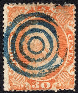 Scott 38, Blue Target Cancel, CV $530