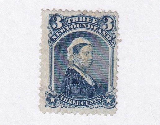 NEWFOUNDLAND # 34 VF-EXTREMELY LIGHT USED 3cts Q/VICTORIA CAT VALUE $100