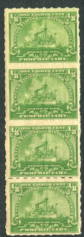 RB20 1/8c Battleship Proprietary Strip of 4 Mint NH OG