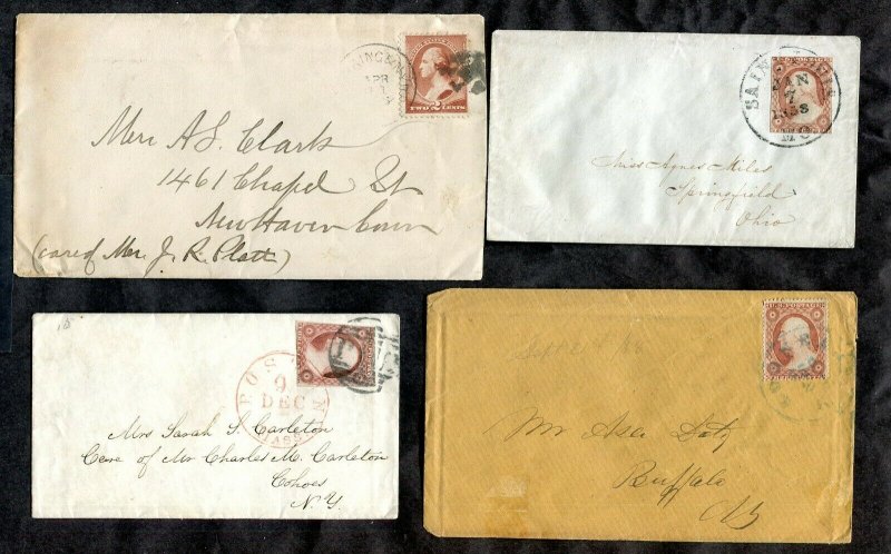 p019 - USA Lot of (4) 19th Century Covers. St Louis Boston & other