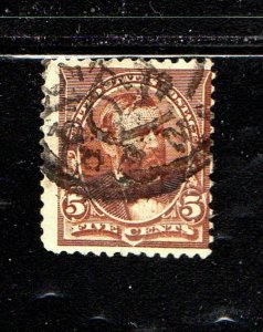 #223 5 CENT GRANT FANCY CANCEL F-VF USED b