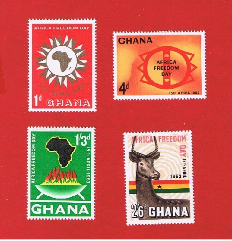Ghana #135-138   MVFLH OG    Freedom day    Free S/H