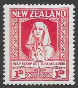 New Zealand B-1  1929   1d  semi postal FVF mint hinged