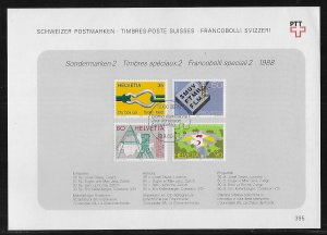 Switzerland 824-7 1988 Publicity PTT Collection Sheet FD