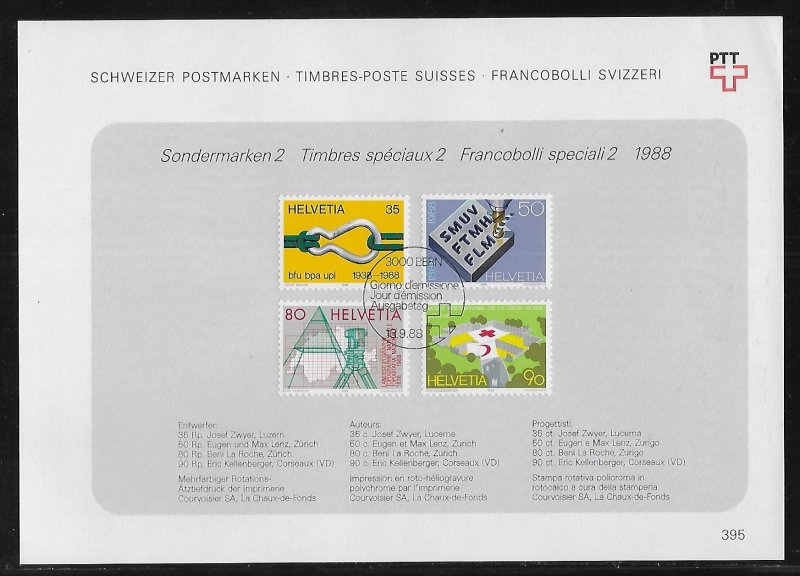 Switzerland 824-7 1988 Publicity PTT Collection Sheet FD