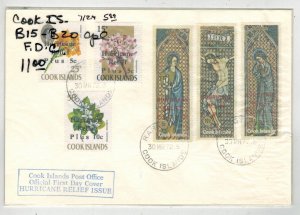 COOK ISLANDS FDC 1972 SEMI POSTALS FDC B15-B20 HURRICANE RELIEF OVERPRINTS