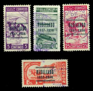 VENEZUELA 1937 Pictorials -  RESELLADO  overprinted set  Sc# 321-324 used VF