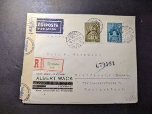 1942 Censored Registered Hungary Airmail Cover Ujverbasz to Greifswald Germany