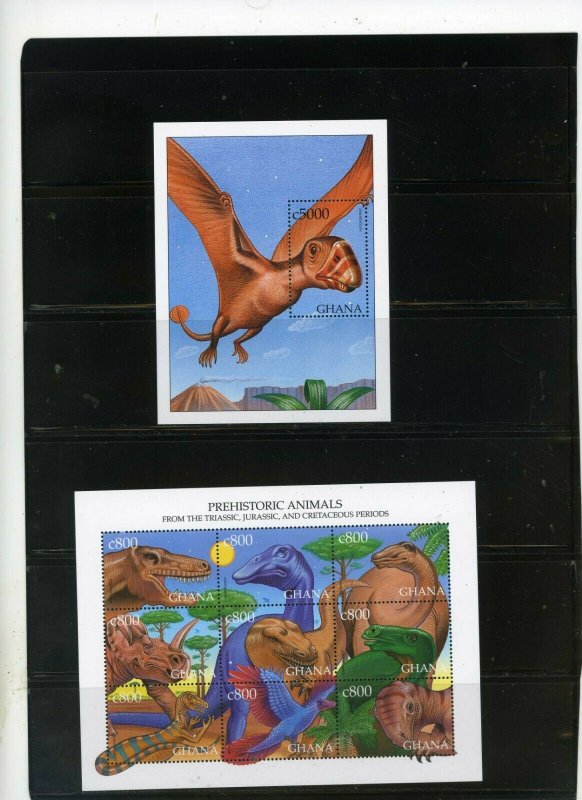 GHANA 1999 PREHISTORIC ANIMALS SHEET OF 9 STAMPS & S/S MNH