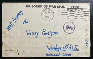 1942 Canada to Wartberg Germany POW Camp 133 Letter Sheet Cover Prisoner of War