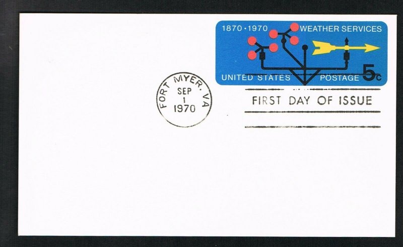 U S #UX57 Weather Service Post Card-First Day of Issue Sept 1, 1970, Lot of 5