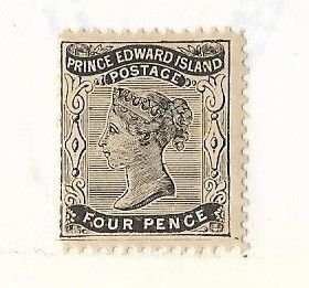 Prince Edward Island (Canada) Sc #9 4p black /broken 'E' & dot in &...