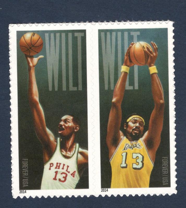 4950-51 Wilt Chamberlain Attached Pair In Scott's Order Mint/nh FREE SHIPPING