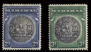 Bahamas #90-91S (SG 131-132s) Cat£95, 1931 2sh and 3sh, perforated specimen,...