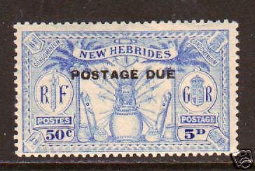 New Hebrides Brit Sc J4 MLH. 1925 5p (50c) Postage Due