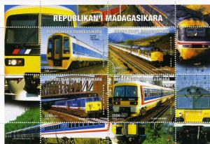 Malagasy 1999 Trains & Locomotives Sheet Perforated Mint (NH)