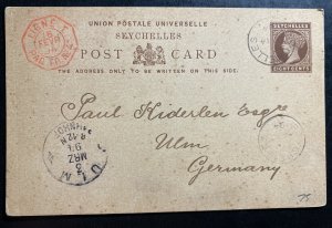 1894 Seychelles Postal Stationery Postcard Cover To Ulm Germany