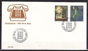 Iceland, Scott cat. 632-633. Iceland`s First Telephone. First day cover.