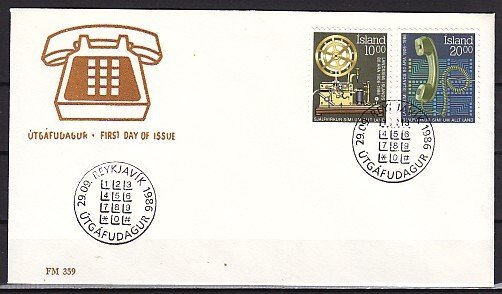 Iceland, Scott cat. 632-633. Iceland`s First Telephone. First day cover. ^