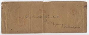 1850s Detroit MI stampless cover red CDS 6 in octagon rate handstamp [y8923]