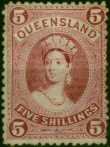 Queensland 1882 5s Rose SG154 Fine & Fresh LMM