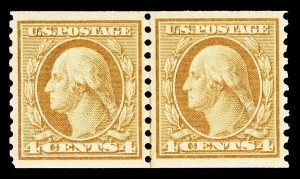 Scott 495 1917 4c Washington Coil Issue Mint Joint Line Pair VF OG LH Cat $75