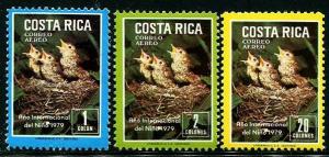 HERRICKSTAMP COSTA RICA Sc.# C747-49 Bird Chicks Airmail Stamps