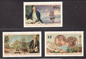 1978 - 1778 Discovery of Hawaii, Cook Islands Sc #480-82 - MNH set Cv$5