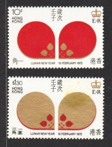 Hong Kong 1972 Year of the Rat (2v Cpt) MNH CV$45+