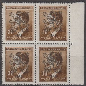 Bohemia and Moravia Scott #63 (1942) 1945 liberation overprint block of 4 MNH