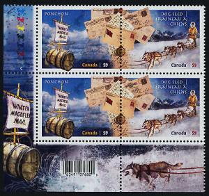 Canada 2469a BL MNH Dogs, Unusual Methods of Mail Delivery, Stamp on Stamp