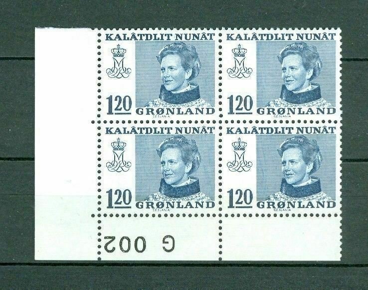 Greenland.1 Mnh 4-Plate Block 1974  # G 002. 120  Ore  Queen  Engraver Cz Slania