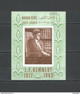 Imperforate 1967 South Arabia Kennedy Usa President Michel 65 Euro Bl ** Nw0088