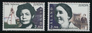 Aland 126-7 MNH EUROPA, Famous Women, Sally Salminen, Fanny Sundstrom