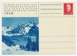 Postal stationery Czechoslovakia 1948 Mountains - Winter Games
