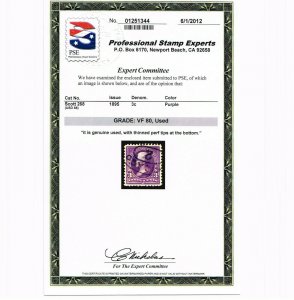 EXCELLENT GENUINE SCOTT #268 USED 1895 BEP PURPLE JACKSON PSE CERT GRADED VF-80