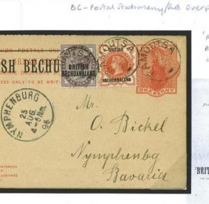 371h 1896 BRITISH BECHUANALAND *Ramoutsa*Uprated Intact Reply Card Cover Bavaria