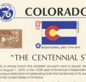 Colorado Centennial State 1976 Philatelic Exhibition Vignette Souvenir Card USPS