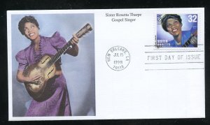 US 3219 Gospel Singers - Sister Rosetta Tharpe UA Mystic cachet FDC