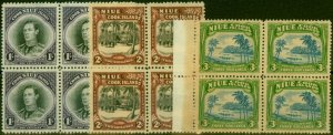 Niue 1938 Set of 3 SG75-77 V.F MNH Blocks of 4