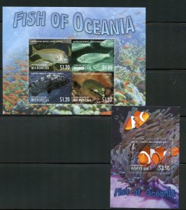 CLOSE OUT MICRONESIA 2013 FISH OF OCEANIA  SHEET & SOUVENIR SHEET MINT NH