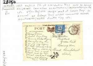 GB Wales Unpaid Postcard *4d/ TO PAY/ 096* Llandudno Colwyn Bay 1952 ZB150 