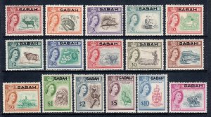 MALAYSIA (SABAH) — SCOTT 1-16 — 1964 QEII PICTORIAL SET — MNH — SCV $73